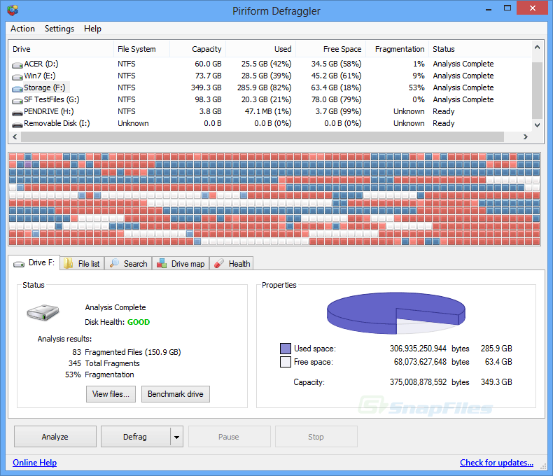 Defraggler defrag SSD and HDD drives