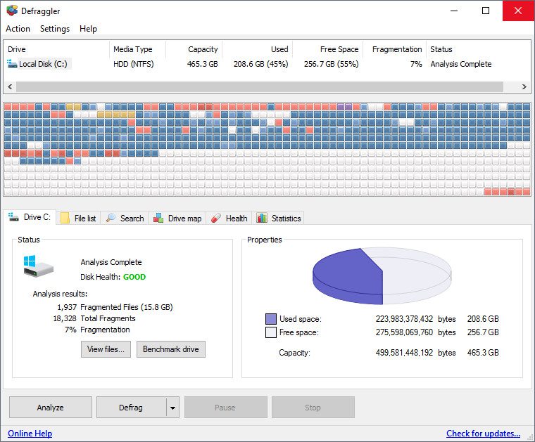 download Defraggler defrag SSD and HDD drives