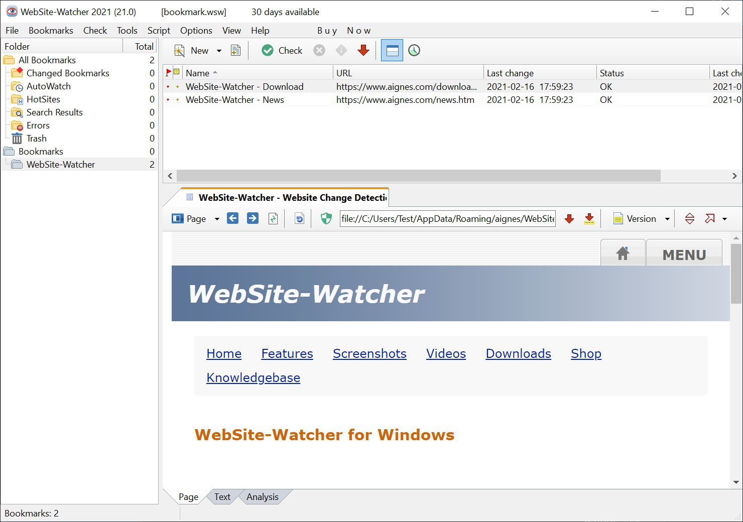 Website-Watcher Business Edition Free Download