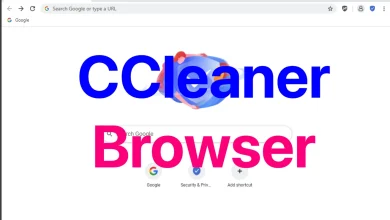 A Web Browser Window Is Open On The Google Homepage. The Words &Quot;Ccleaner Browser&Quot; Are Prominently Displayed In Front Of The Page, With &Quot;Ccleaner&Quot; In Blue Text And &Quot;Browser&Quot; In Pink Text. The Browser Menu And Address Bar, Characteristic Of Ccleaner Browser, Are Visible At The Top.