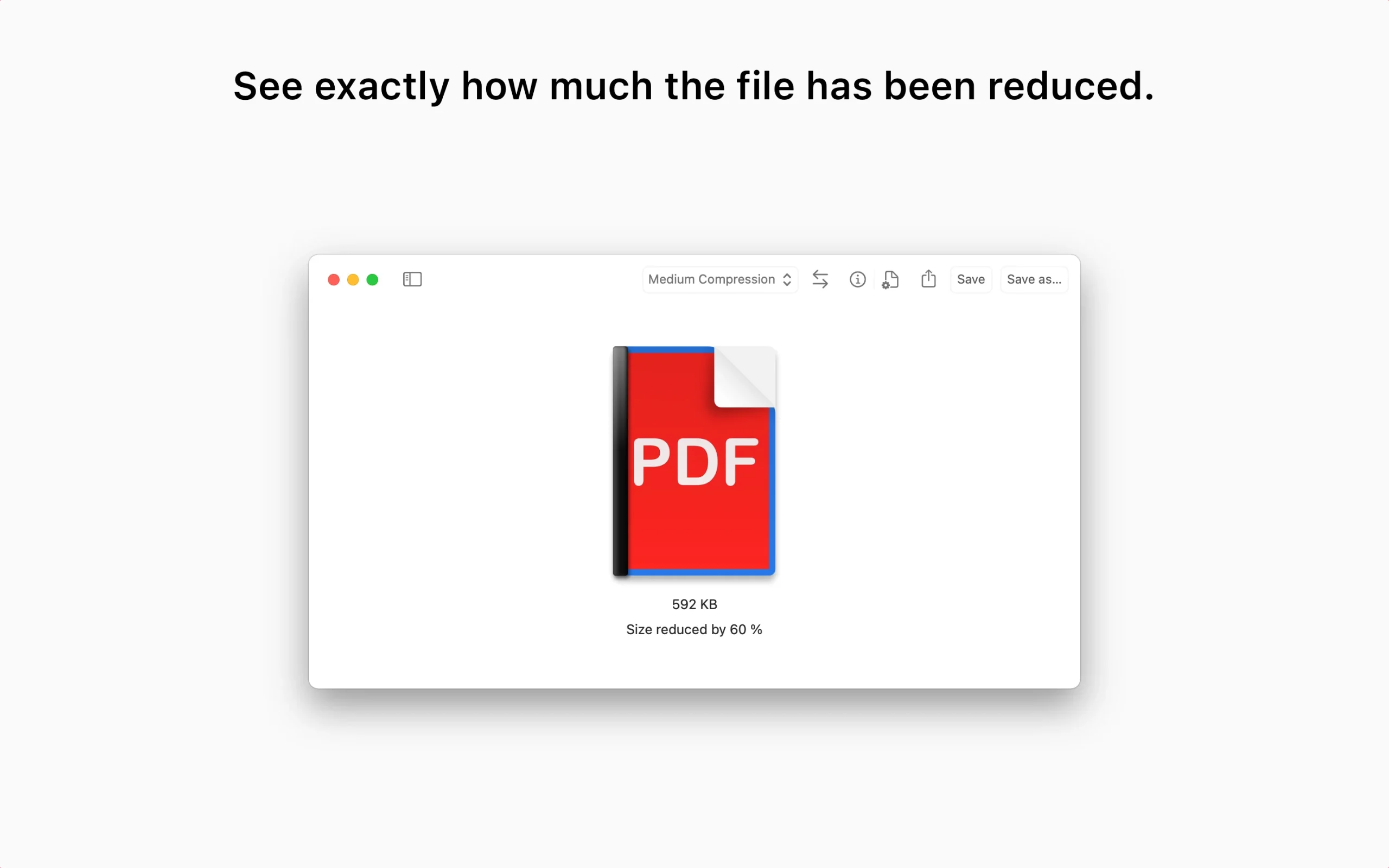 PDF Squeezer App for Mac OS X is an easy-to-use PDF compression tool. It reduces the size of large PDF documents by compressing images and removing irrelevant information. This will help you obtain important savings in bandwidth costs, digital storage costs and network transmission times.