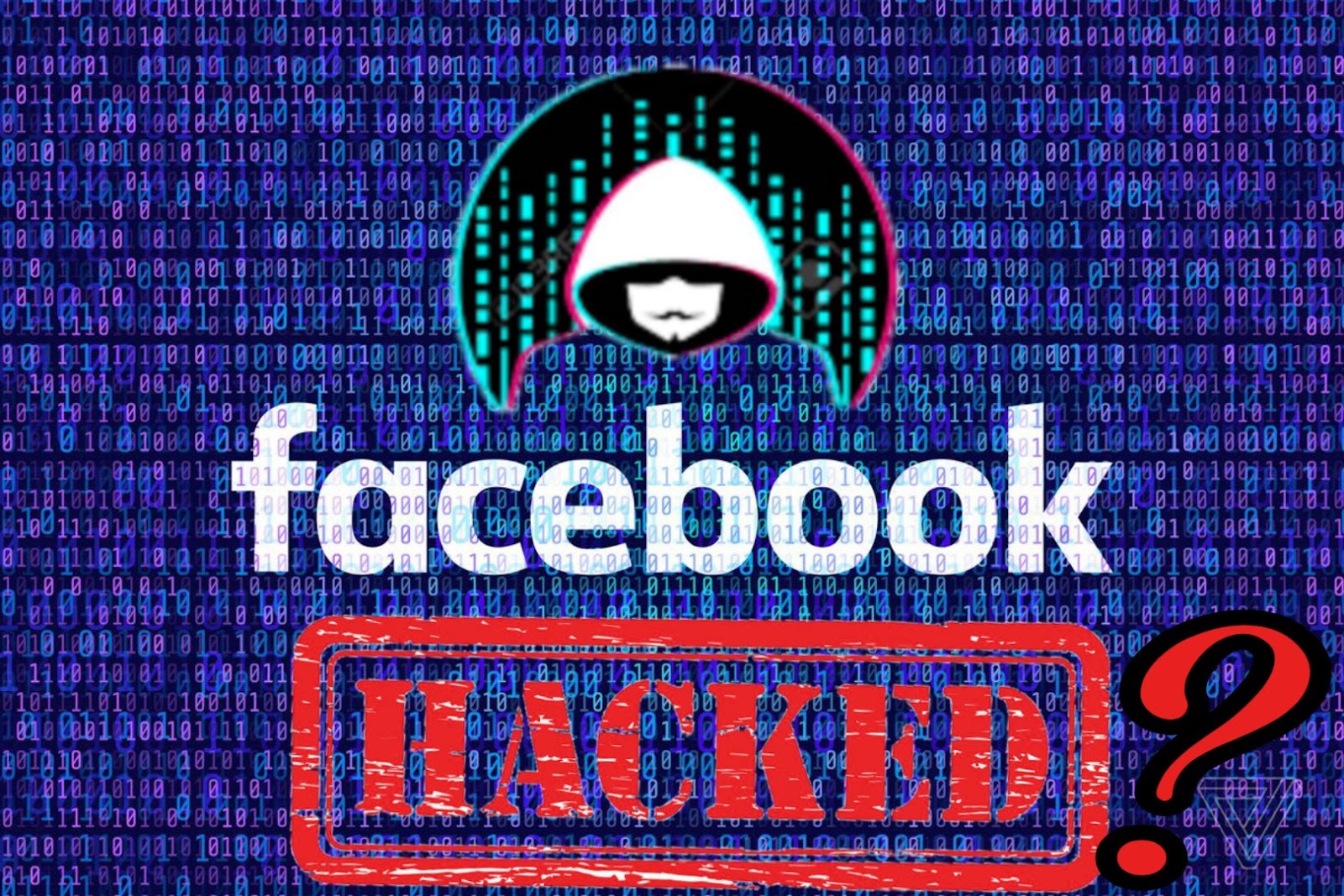Illustration of a laptop with a broken lock symbol, representing a hacked Facebook account.'