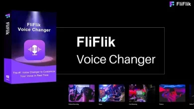 1. Microphone Icon On Purple Background For Fliflik Voice Changer App.