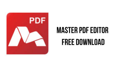 Master Pdf Editor Logo With Text 'Free Download' Button.
