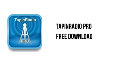Image: 'Tapinradio Pro' Logo With Text 'Free Download'.