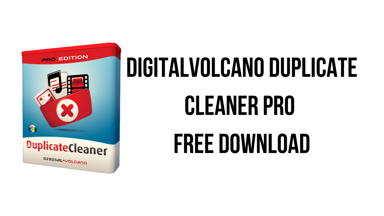 Image Of Software Packaging For &Quot;Digital Volcano Duplicate Cleaner Pro&Quot; Alongside Text Reading &Quot;Digital Volcano Duplicate Cleaner Pro Free Download.&Quot; The Packaging Features A Red Folder Icon With A White 'X' And Images Of Duplicated Files. Discover An Alternative To Appdoze For Managing Duplicates.