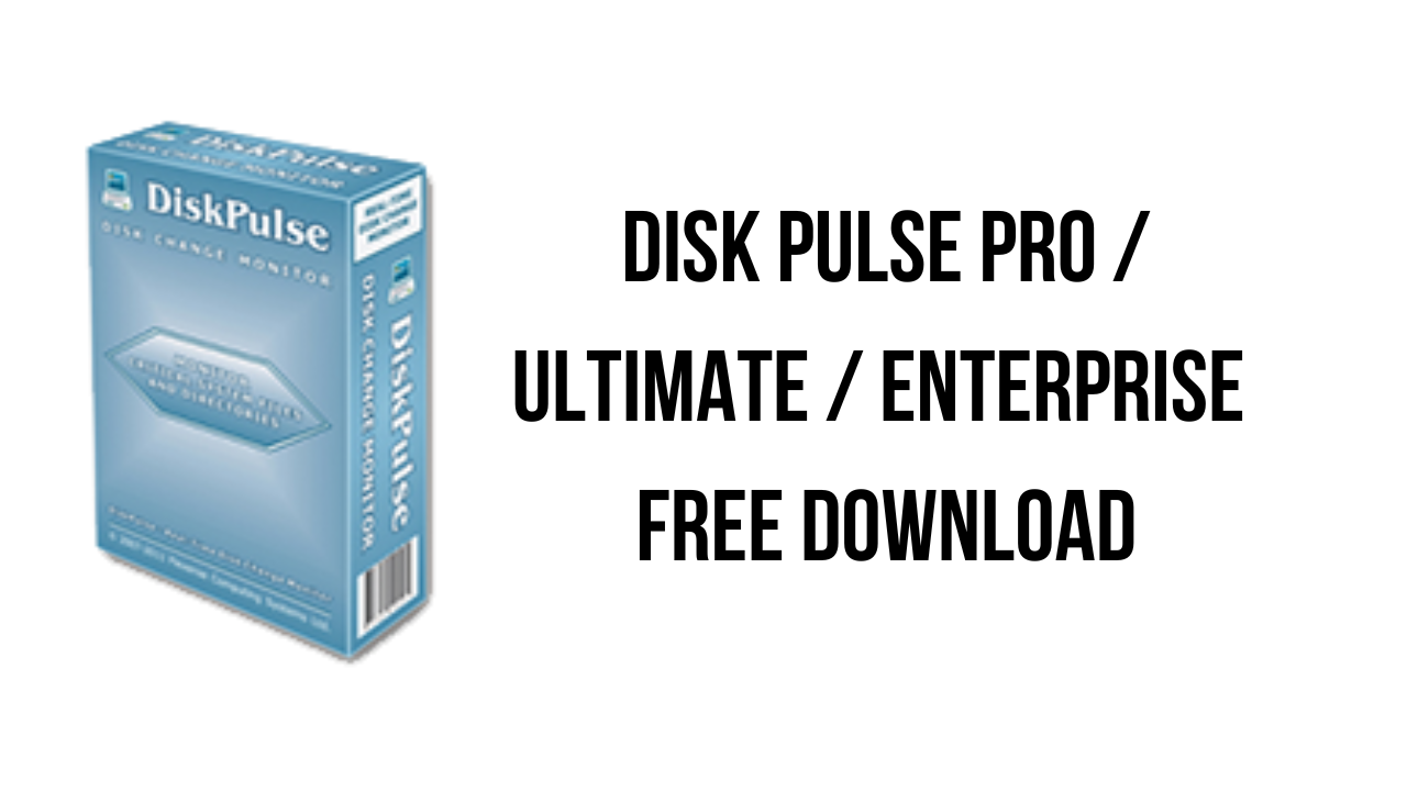 Image Of A Diskpulse Pro Software Box On The Left Side, With The Text &Quot;Disk Pulse Pro / Ultimate / Enterprise Free Download&Quot; On The Right Side Against A White Background. The Software Box Features A Blue And White Color Scheme With The Diskpulse Logo. Available Exclusively At Khanpc With An Activator Included.