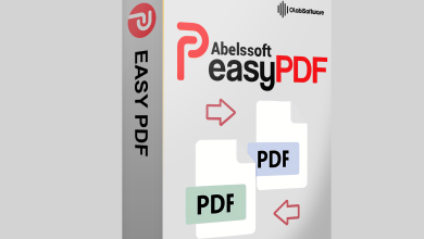 A Software Box For &Quot;Abelssoft Easy Pdf&Quot; Is Displayed. The Design Features Large &Quot;P&Quot; And &Quot;Pdf&Quot; Letters, With Graphics Of Pdf Icons And Arrows Indicating Conversion. The Background Is White With Yellow Accents Along The Edges, Highlighting This Excellent Pdf Software.