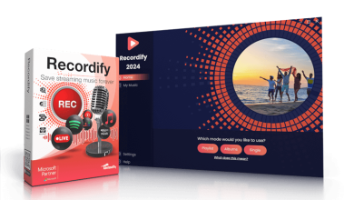 A Software Product Image For Abelssoft Recordify 2024. The Packaging Showcases A Microphone And Music Notes With The Text &Quot;Save Streaming Music Forever.&Quot; The Screen Features A User Interface With Options For Playlist, Albums, And Single, Against A Background Of People On A Beach.