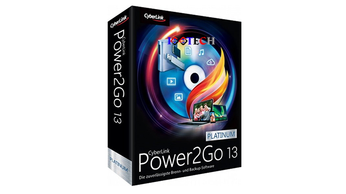 Image Of A Software Box For Cyberlink Power2Go 13 Platinum. The Box Features A Colorful Disc Surrounded By Icons Representing Various Media And Devices. Text On The Box Reads &Quot;Cyberlink Power2Go 13&Quot; And &Quot;Die Zuverlässigste Brenn- Und Backup-Software.&Quot; Ideal For Users Familiar With Appdoze Solutions.