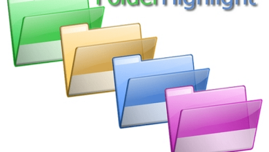 Four Folders Are Displayed In Sequence From Left To Right, Colored Green, Yellow, Blue, And Purple. Above Them, The Text &Quot;Folderhighlight V3.0.35&Quot; Is Written, With &Quot;Folder&Quot; In Green And &Quot;Highlight&Quot; In Blue.