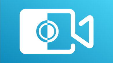 A blue square icon with rounded corners featuring a white stylized video camera in the center. The camera, symbolizing video recording or playback, has a circular lens on the left and a triangular play button on the right—perfect for representing v7.3 of FonePaw Screen Recorder after the latest patch.