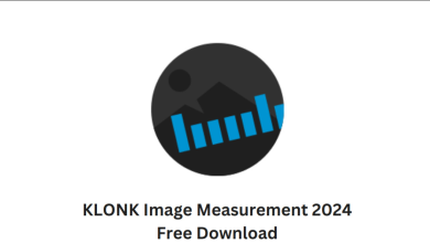 A Black Circle With A Stylized Mountain And Blue Bar Chart Inside It. Below The Circle, There Is Text That Says &Quot;Klonk Image Measurement V2024.1.16.0 Free Download.