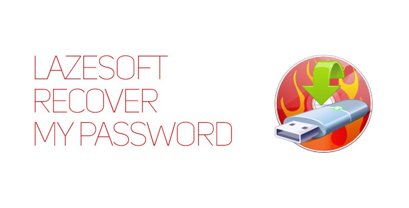 The &Quot;Lazesoft Recover My Password&Quot; Text Appears Next To An Icon Of A Usb Flash Drive With A Green Arrow Pointing Down, Set Against A Background Of Red Flames. The Design Is Updated For Server V4.7.2.1, Promising Enhanced Recovery Performance And Reliability.