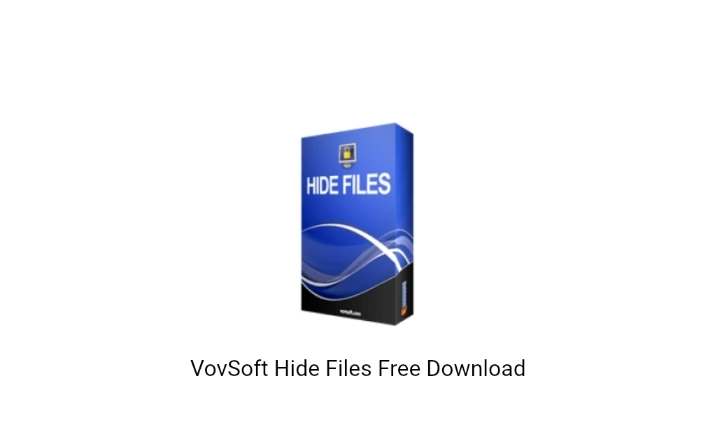 A software box labeled "VovSoft Hide Files v8.5" with a blue design, indicating that it's a VovSoft product available for free download on KhanPC. The background is white.