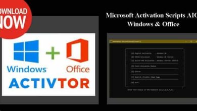 Promotional Graphic For &Quot;Microsoft Activation Scripts Aio Windows &Amp; Office.&Quot; On The Left, A Red &Quot;Download Now&Quot; Button Above Windows And Office Logos With &Quot;Activator.&Quot; On The Right, A Dark Interface Showing Activation Options For Microsoft Activation Scripts.